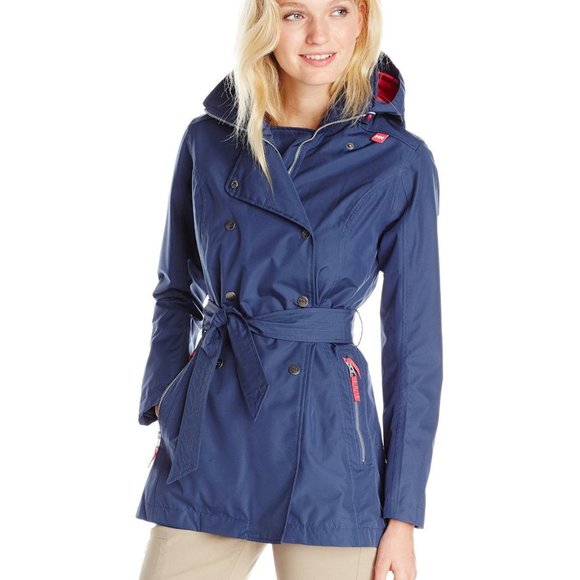 Helly Hansen Jackets & Blazers - Helly Hansen Wesley Navy Trench Coat| pink accent